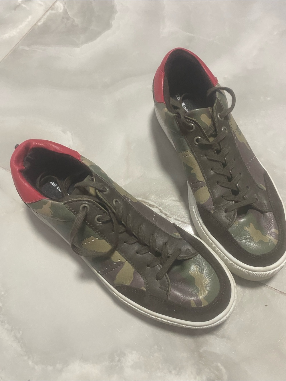 The Kooples Men's Camouflage Low-Top Sneakers with Red Heel